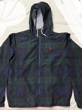 Polo by Ralph Lauren Blackwatch Plaid Hooded Windbreaker - Dark Green/Blue